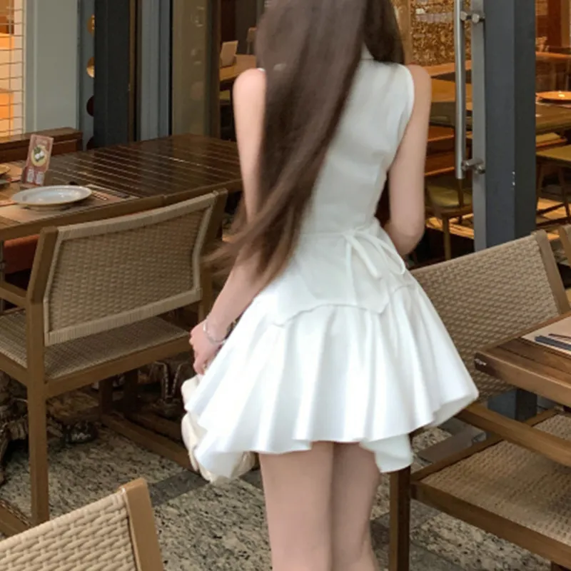 SOIE Sleeveless Dresses Women's White-4