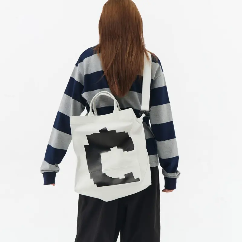 Crying Center PU Handbag, Crossbody Bag Unisex White/Ink Blue-2