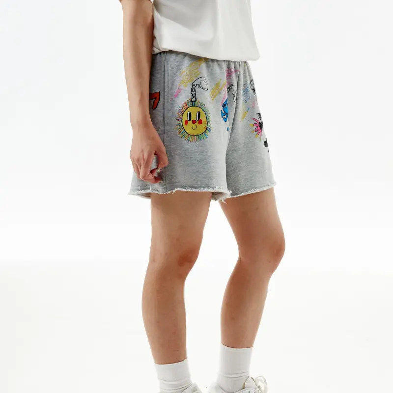 Crying Center Casual Shorts Unisex Heather Gray-3