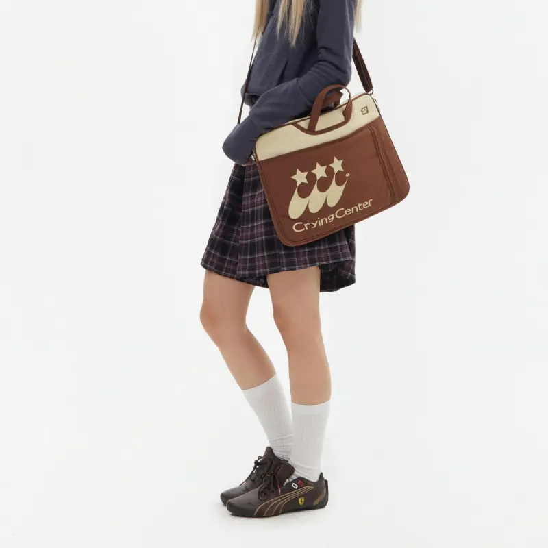 Crying Center Fabric Laptop Bag Regular Unisex Brown/Blue-3
