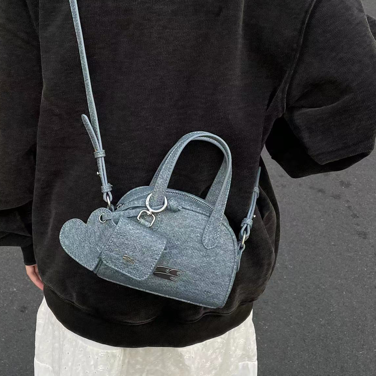 Crying Center PU Earphone Case Crossbody Bag Shoulder Bag