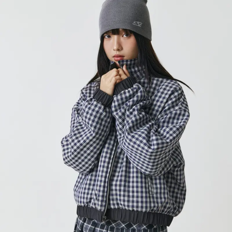Crying Center Puffer Jacket Unisex Navy Blue-6