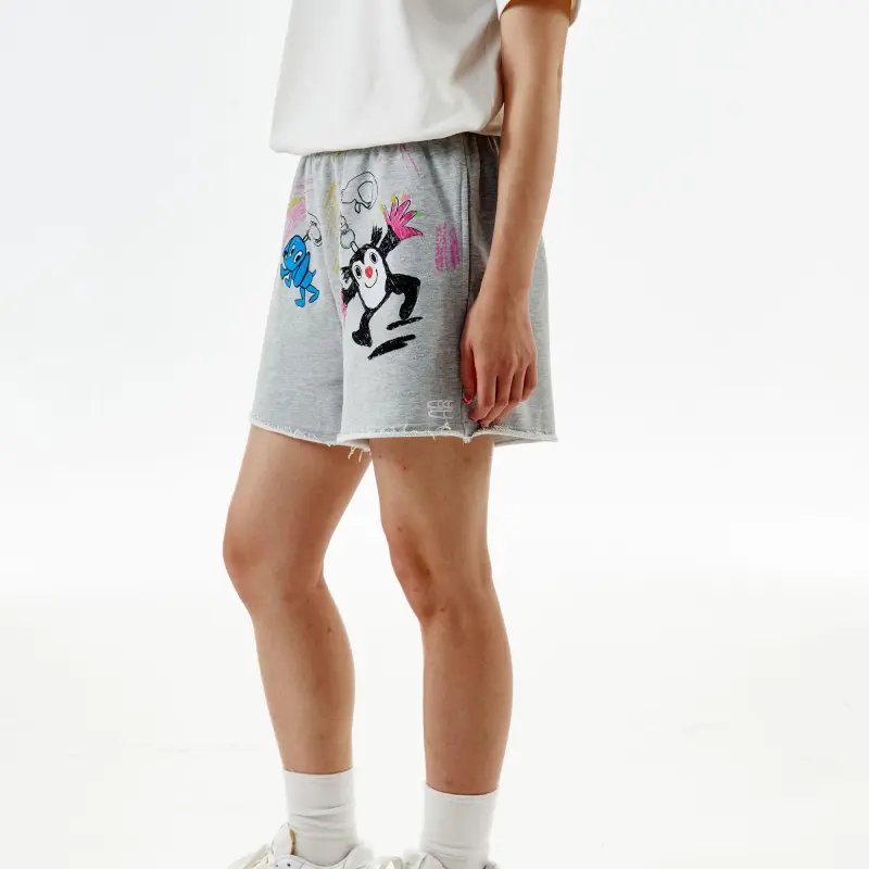 Crying Center Casual Shorts Unisex Heather Gray-2