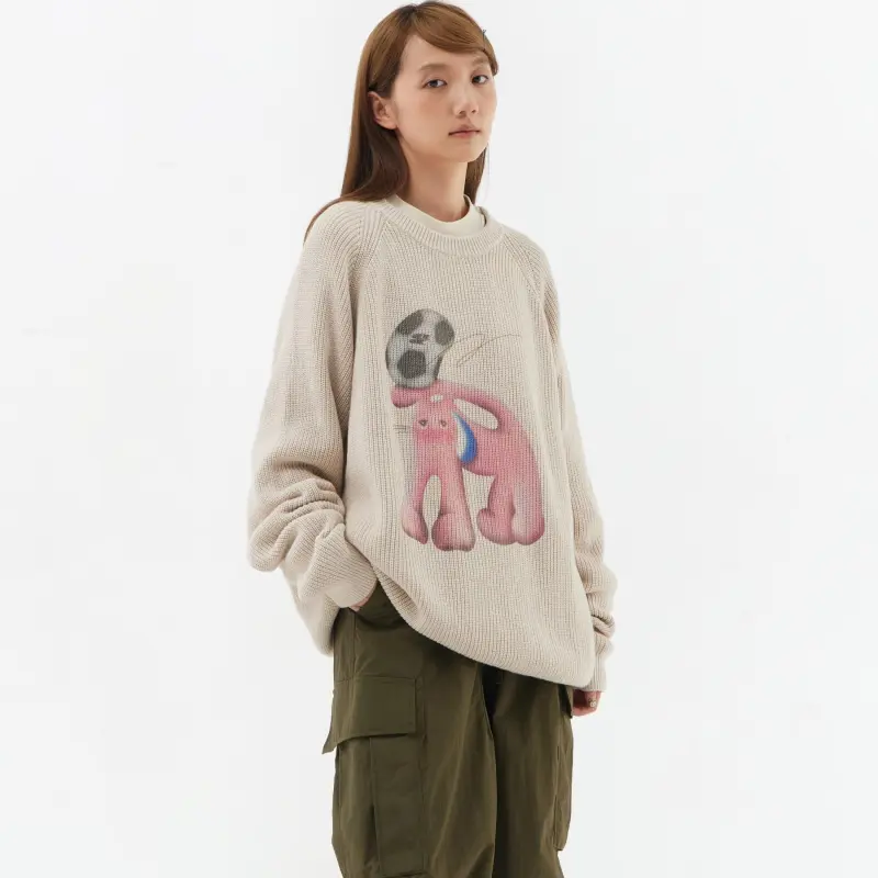 Crying Center Sweaters Unisex Beige Camel-3