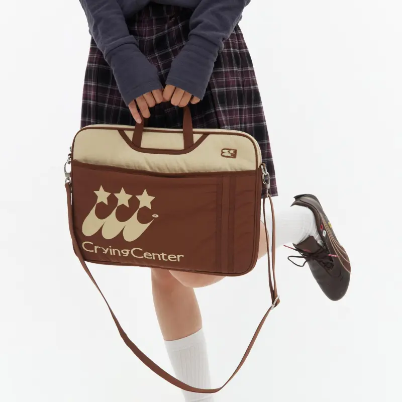Crying Center Fabric Laptop Bag Regular Unisex Brown/Blue-5