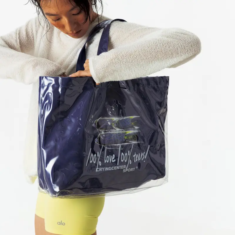 Crying Center PVC Tote Bag, Shopping Bag, Crossbody Bag, Shoulder Bag Unisex Navy Blue-7