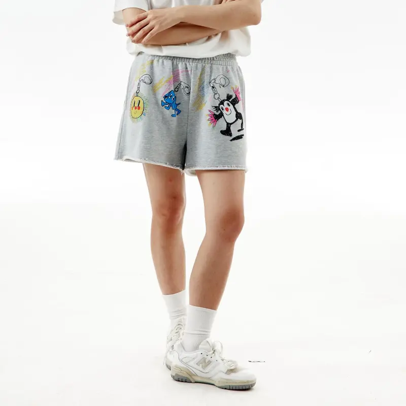 Crying Center Casual Shorts Unisex Heather Gray-8