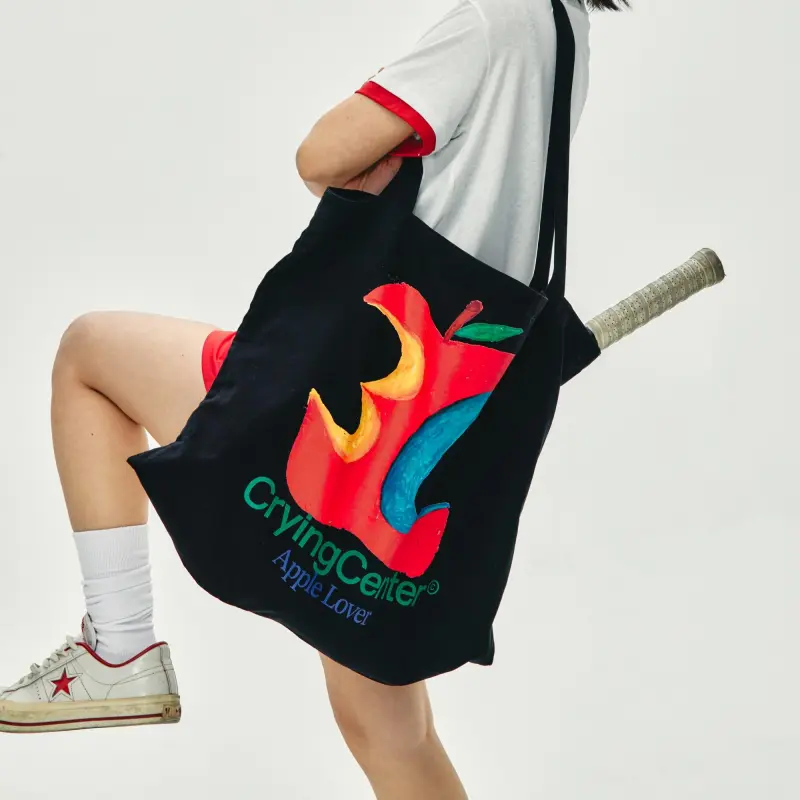 Crying Center Fabric Shoulder Bag Medium Size Women's Multicolor-2