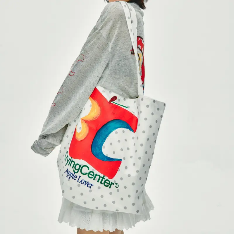 Crying Center Fabric Shoulder Bag Medium Size Women's Multicolor-7