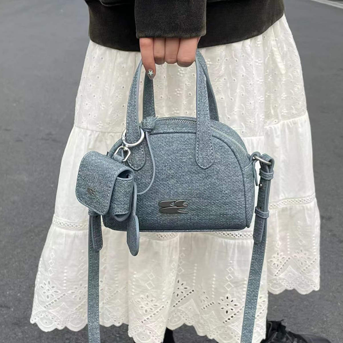Crying Center PU Earphone Case Crossbody Bag Shoulder Bag