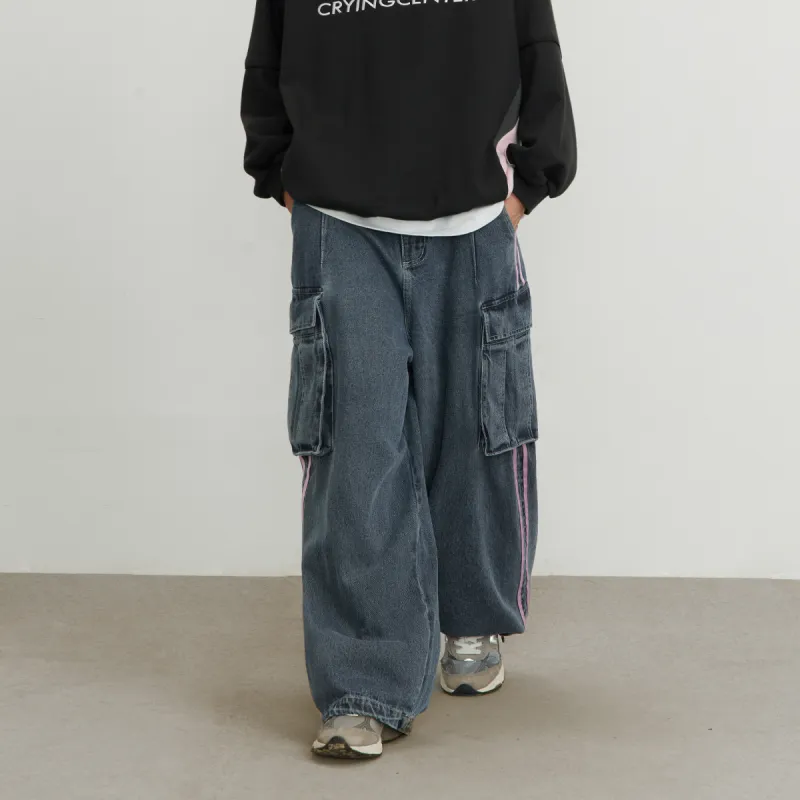 Crying Center Cargo Pants Unisex Denim-3