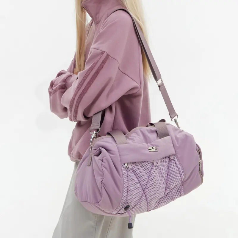 Crying Center Fabric Crossbody Bag, Shoulder Bag Trumpets Unisex Taro Purple/Light Bean Gray/Mocha-4