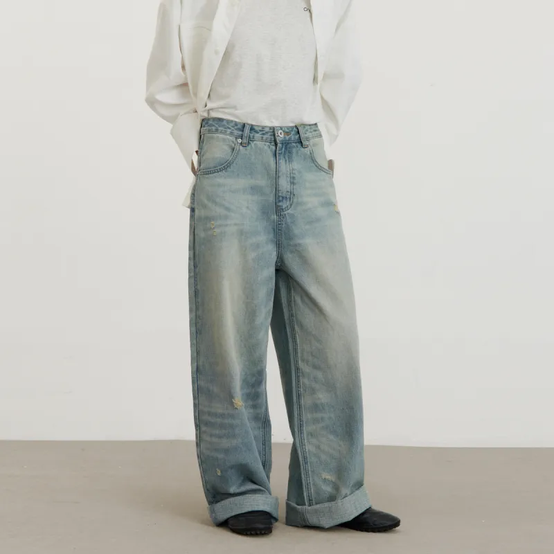 Crying Center Jeans Unisex Vintage Blue-4