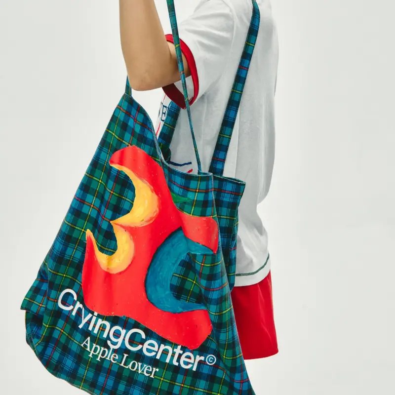 Crying Center Fabric Shoulder Bag Medium Size Women's Multicolor-13
