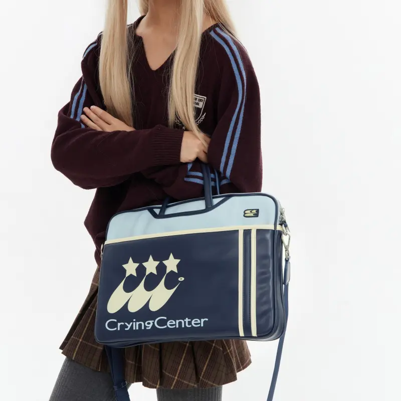 Crying Center Fabric Laptop Bag Regular Unisex Brown/Blue-8