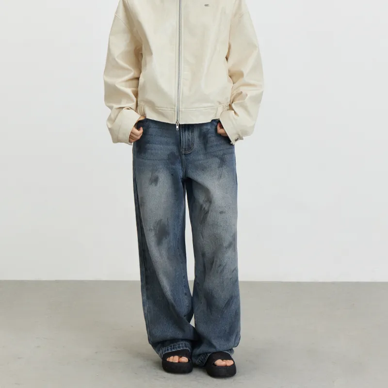 Crying Center Jeans Unisex Distressed White-5