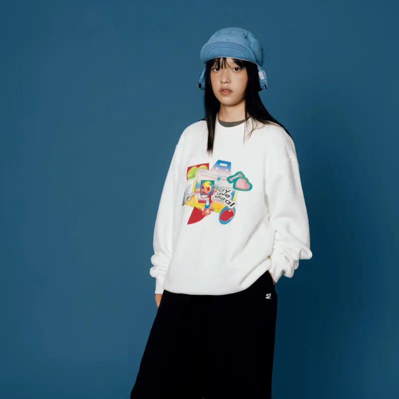Crying Center Sweatshirt Unisex Ecru-2