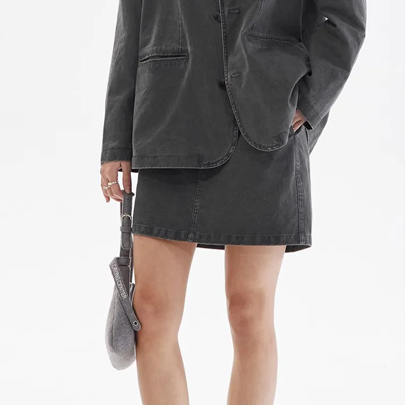 Crying Center Denim Short Skirts Women's Dark Gray-1
