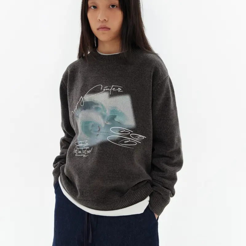 Crying Center Sweaters Unisex Gray-2