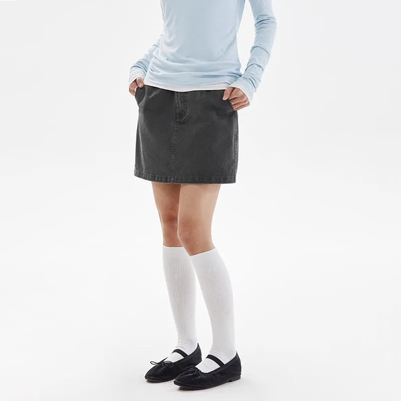 Crying Center Denim Short Skirts Women's Dark Gray-2