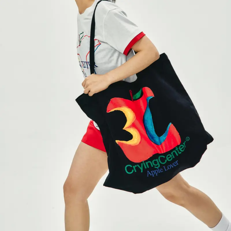 Crying Center Fabric Shoulder Bag Medium Size Women's Multicolor-3