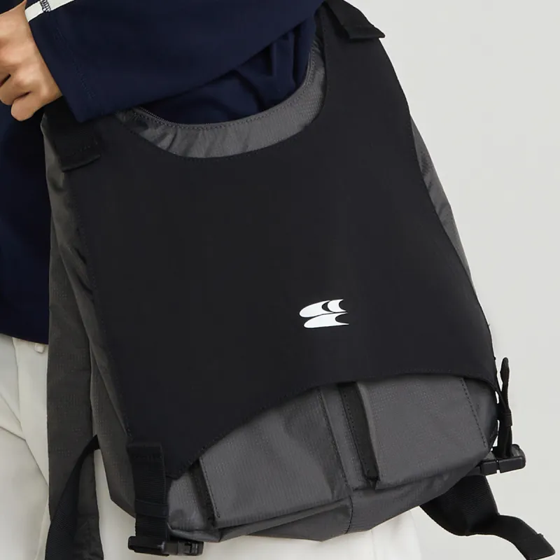 Crying Center Fabric Backpack Regular Unisex Black Gray-5