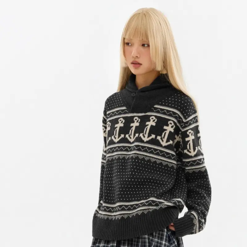 Crying Center Sweaters Unisex Black Gray Color-3