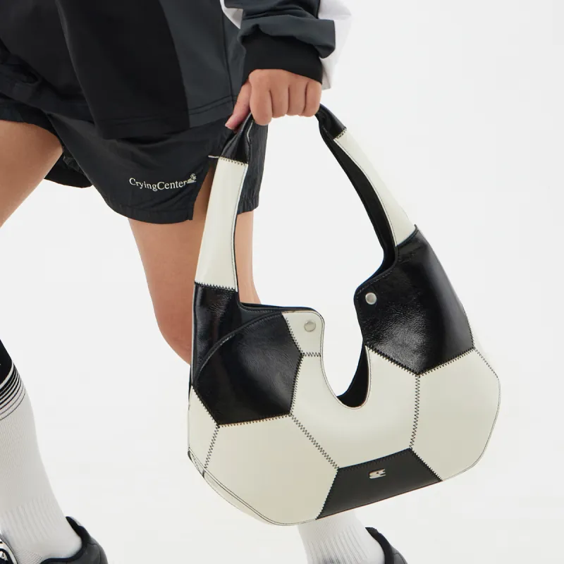 Crying Center PU Handbag Regular Unisex Black White-2