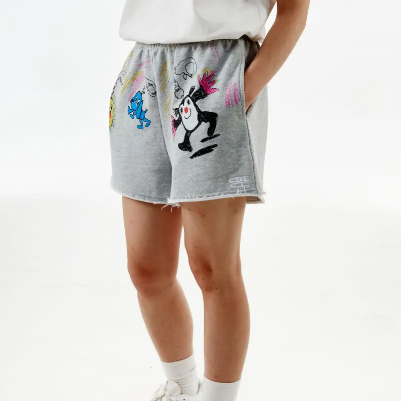 Crying Center Casual Shorts Unisex Heather Gray-6