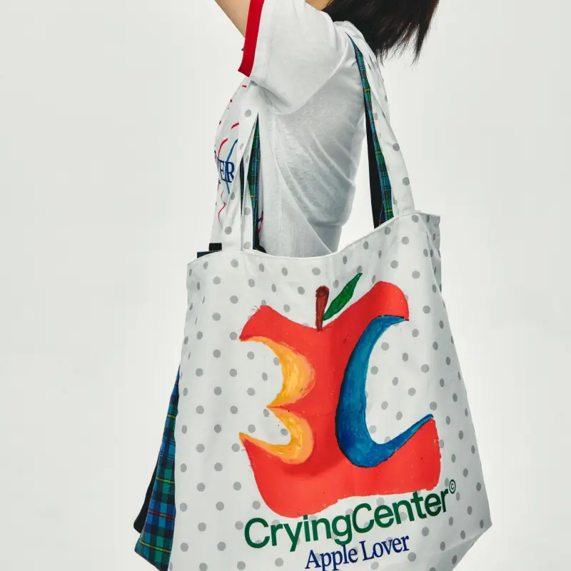 Crying Center Fabric Shoulder Bag Medium Size Women's Multicolor-6