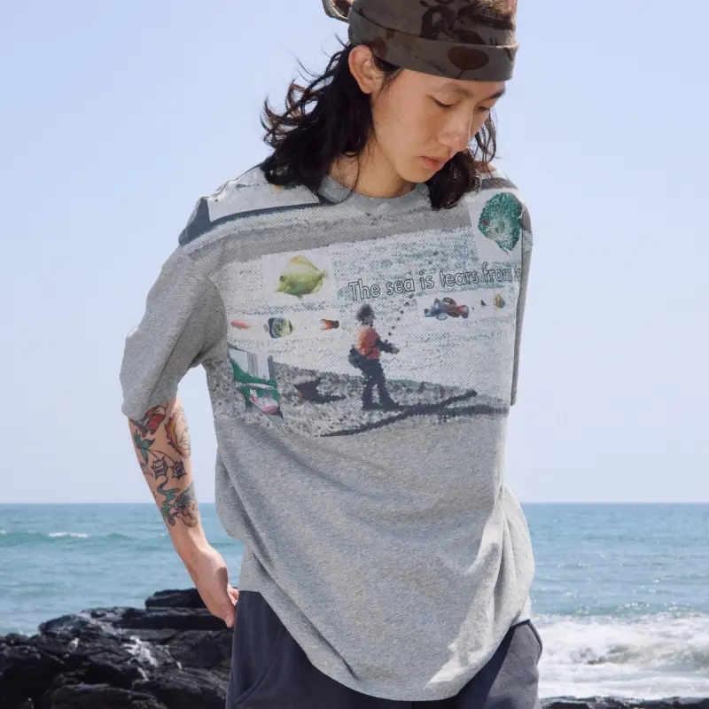 Crying Center T Shirts Unisex Light Heather Gray-4