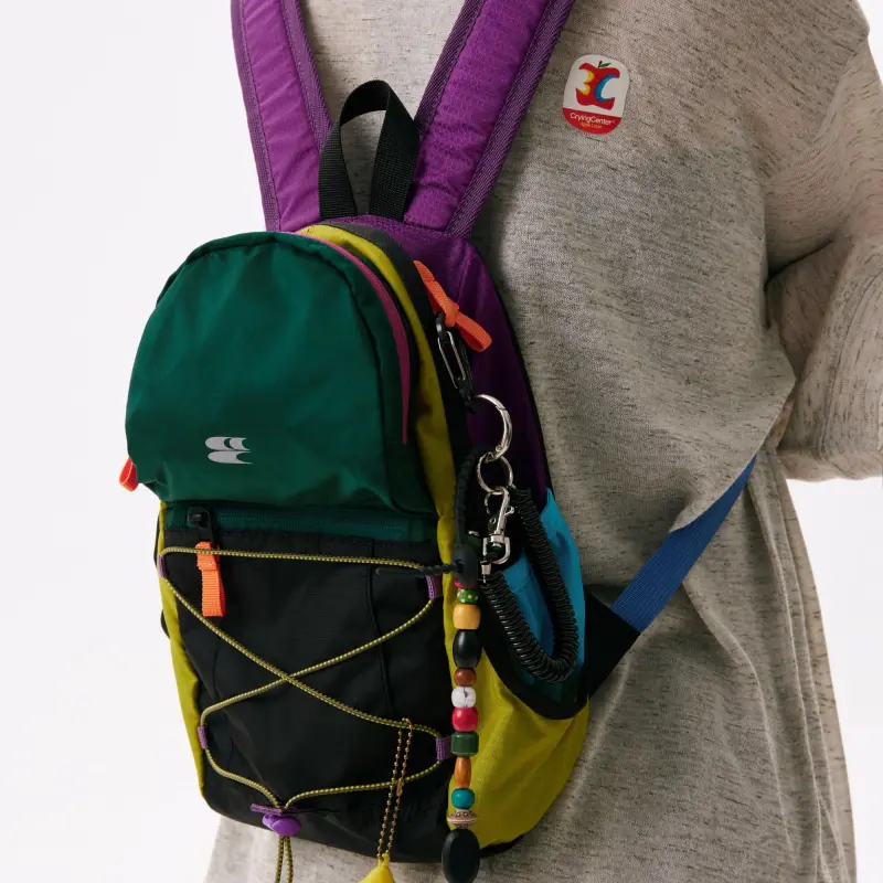 Crying Center Fabric Backpack Medium Size Unisex Multicolor-3