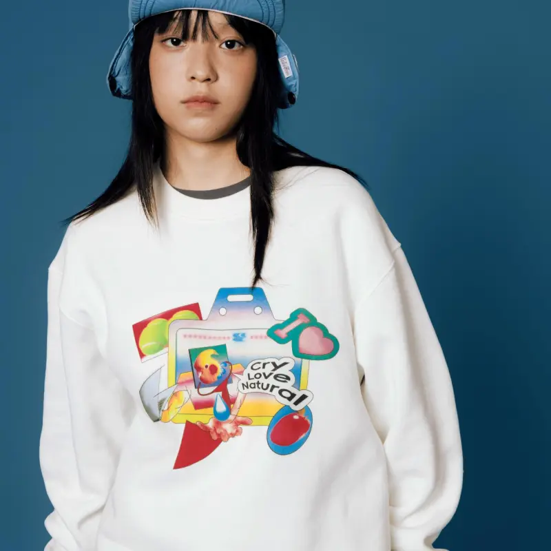 Crying Center Sweatshirt Unisex Ecru-4