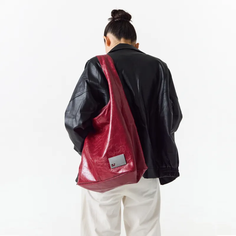 Crying Center PU Shoulder Bag Medium Large Unisex Brown/Red/Black-20