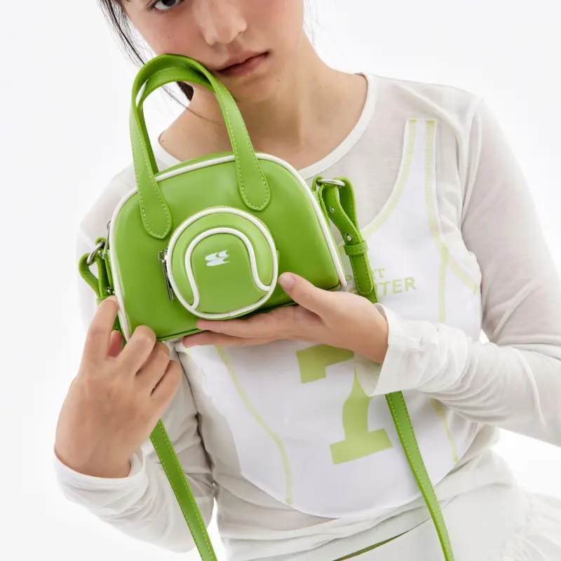 Crying Center PU Crossbody Handbag Regular Unisex Green-2