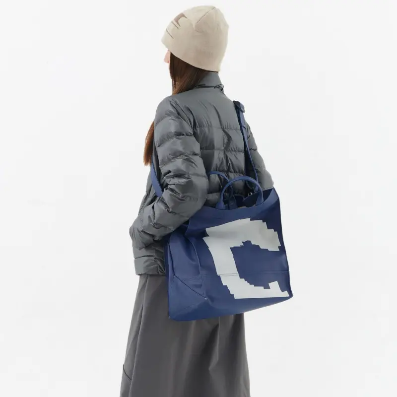 Crying Center PU Handbag, Crossbody Bag Unisex White/Ink Blue-6