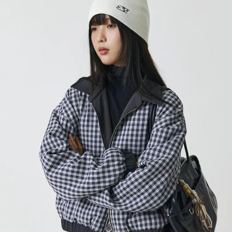 Crying Center Puffer Jacket Unisex Navy Blue-7