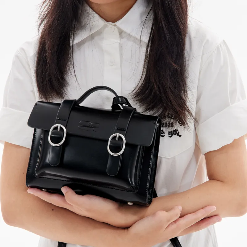 Crying Center PU Satchel Bag Backpack Unisex Black-2