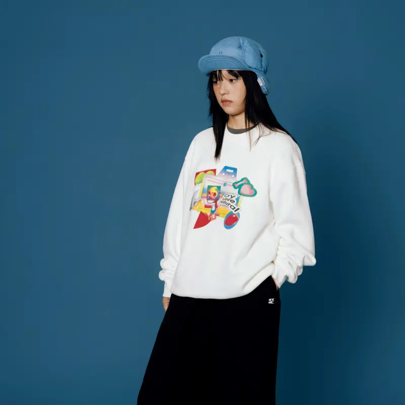 Crying Center Sweatshirt Unisex Ecru-3