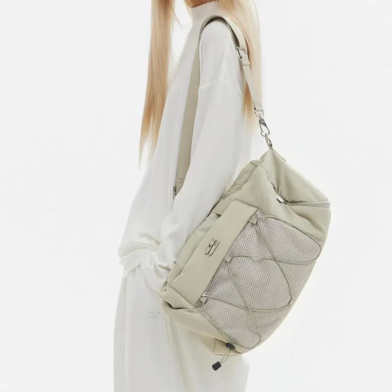 Crying Center Fabric Crossbody Bag, Shoulder Bag Trumpets Unisex Taro Purple/Light Bean Gray/Mocha-7