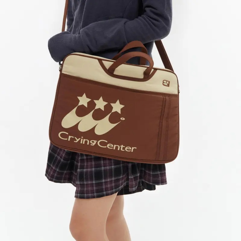 Crying Center Fabric Laptop Bag Regular Unisex Brown/Blue-4