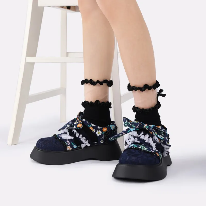 Yikes Casual Single Shoes Women's Dark Blue-3