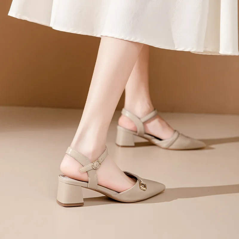 JOSINY Chunky Heel High Heels Women's Apricot-2