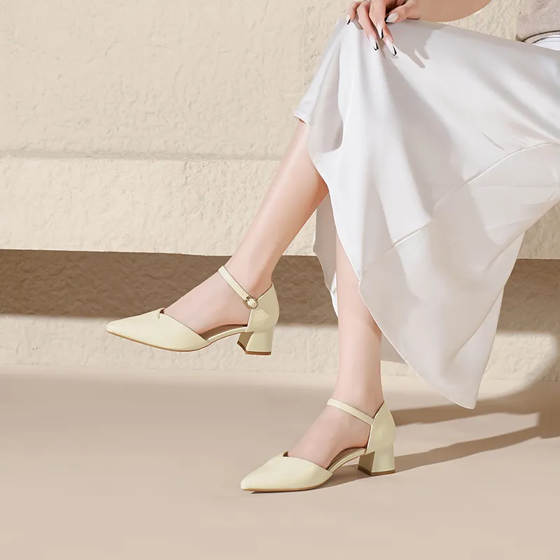 JOSINY Chunky Heel High Heels Women's Ecru-2
