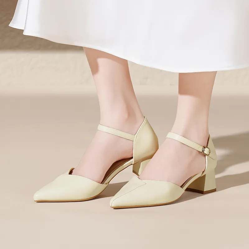 JOSINY Chunky Heel High Heels Women's Ecru-3