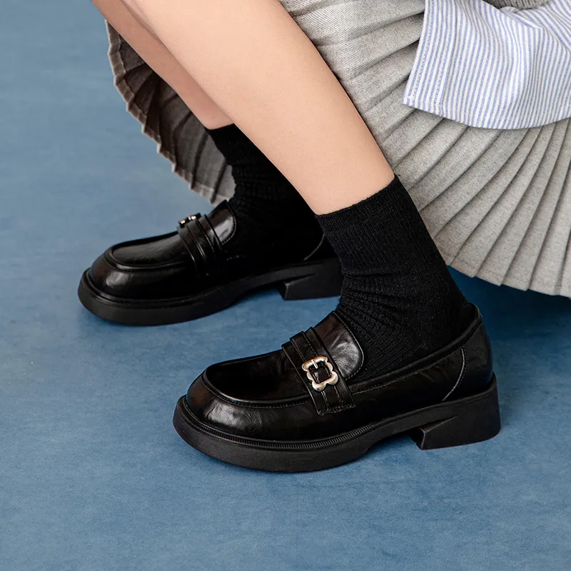 JOSINY Fashion Versatile Preppy Style, Classic, Lazy Slip on Loafers Women's Black-1