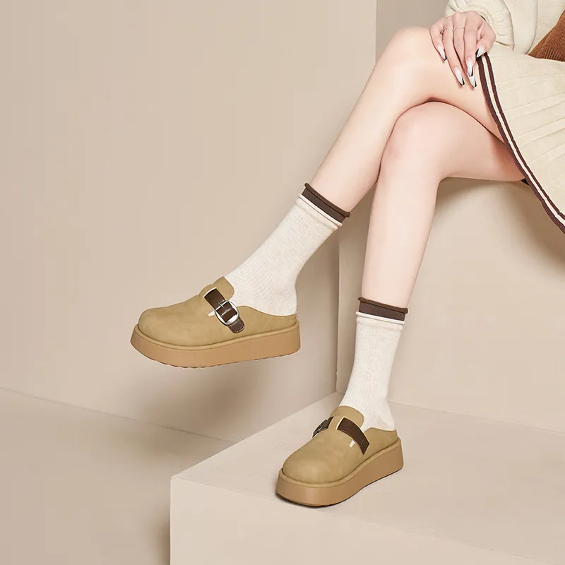 JOSINY Abrasion-Resistant Slip-Resistant Wrap-toe Slippers Women's Camel-2