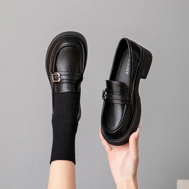 JOSINY Fashion Versatile Preppy Style, Classic, Lazy Slip on Loafers Women's Black-3