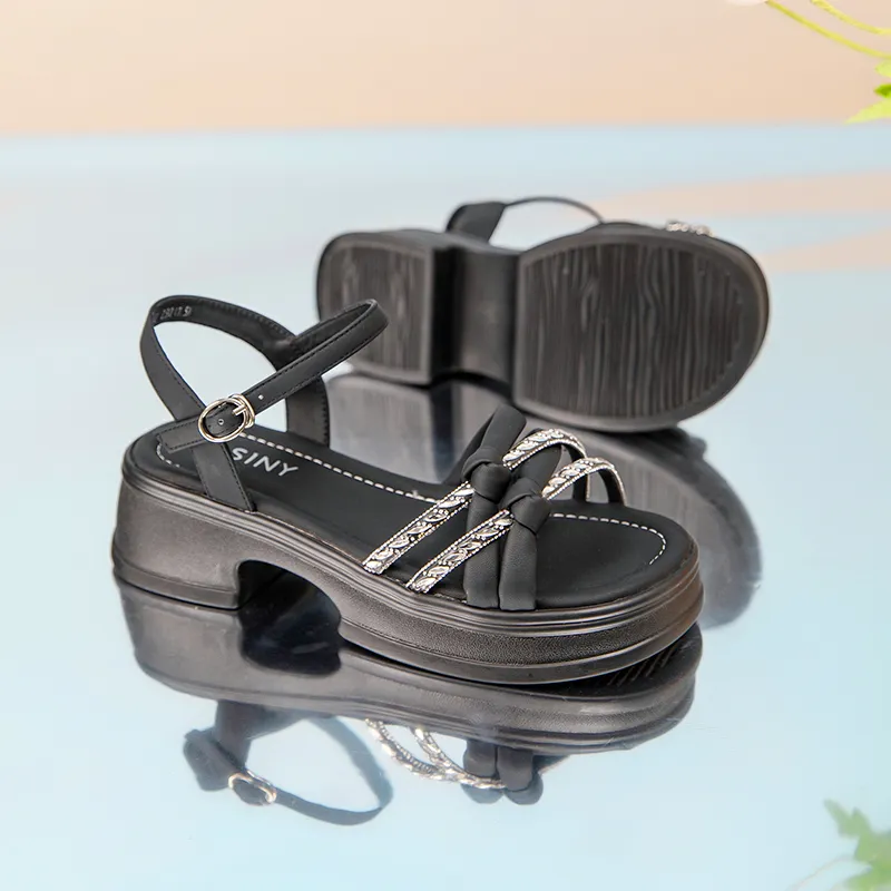 JOSINY One Strap Sandals Women's Black-4
