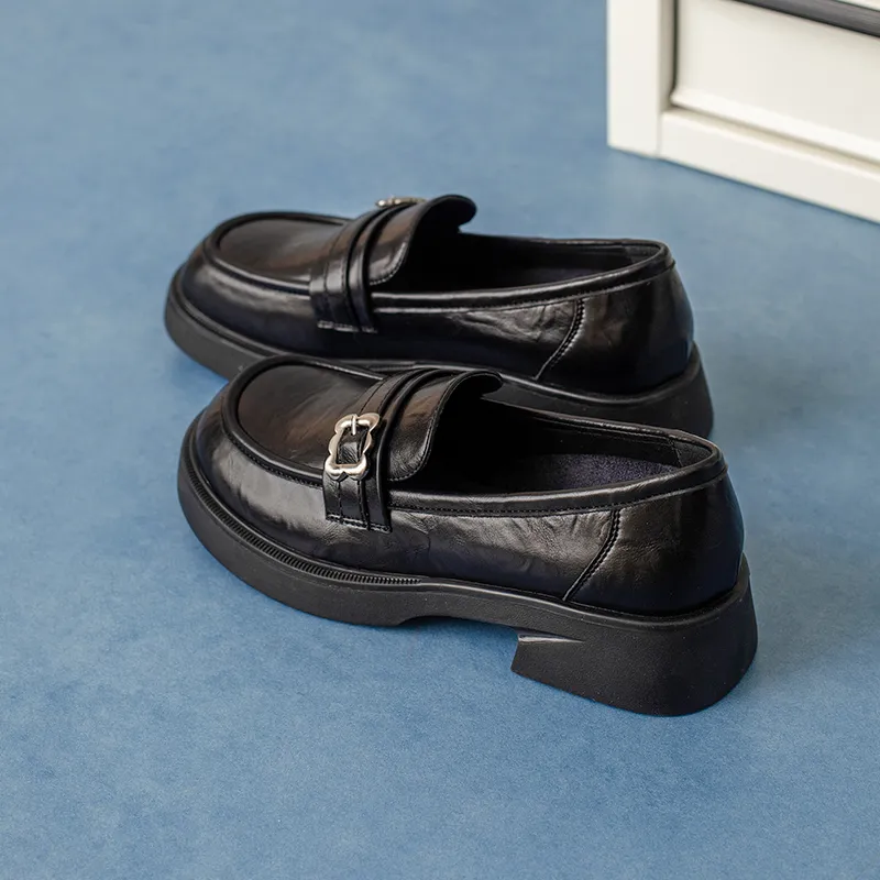 JOSINY Fashion Versatile Preppy Style, Classic, Lazy Slip on Loafers Women's Black-4